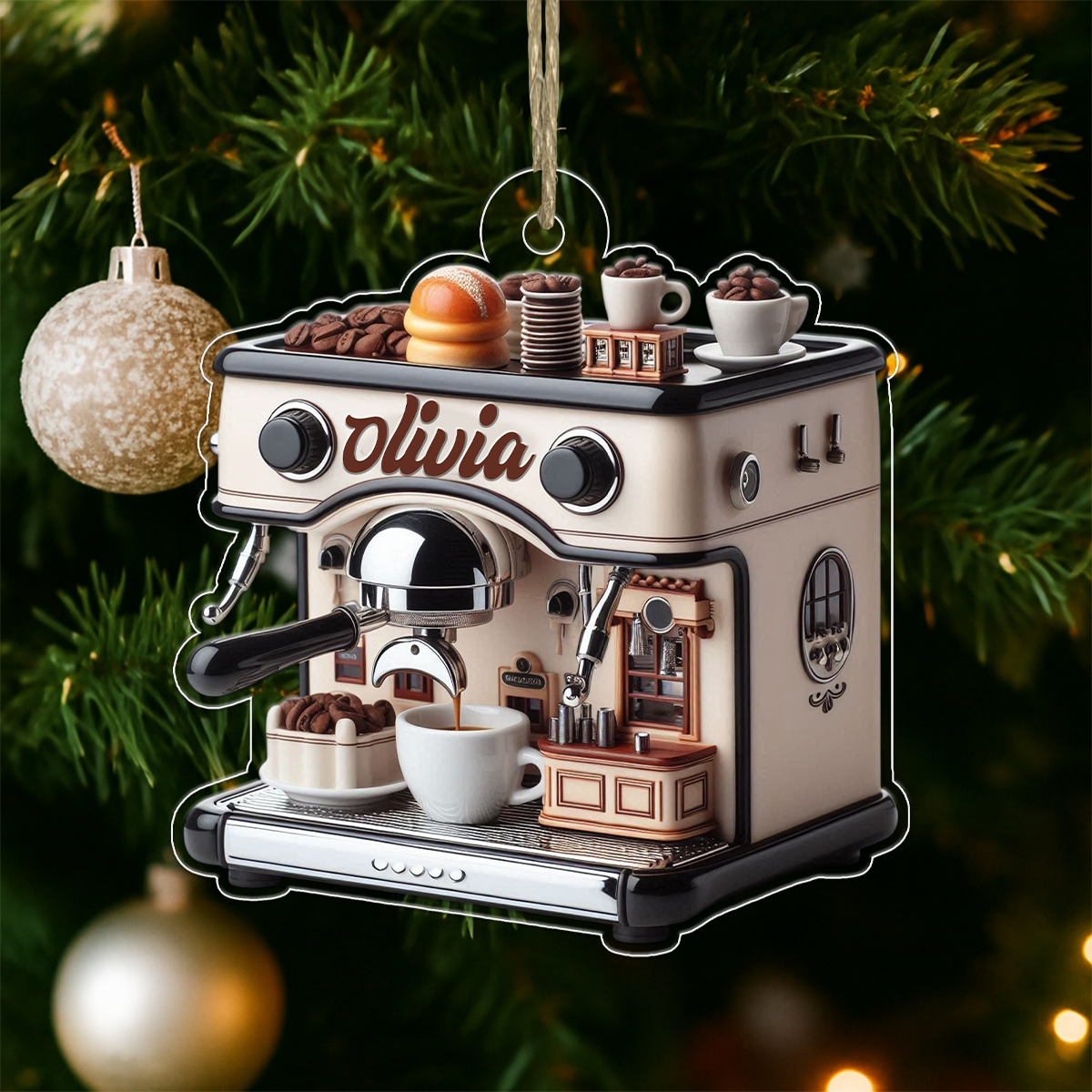 Custom Name Coffee Maker For Coffee Lover Acrylic Ornament Christmas Gift