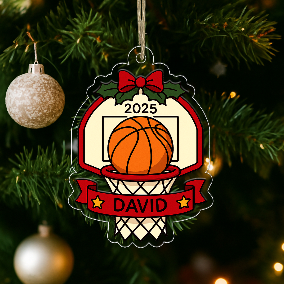 Custom Name Basketball Basket Christmas Acrylic Ornament Christmas Gift