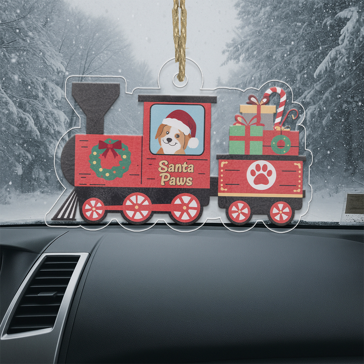 Acrylic ornament xmas train