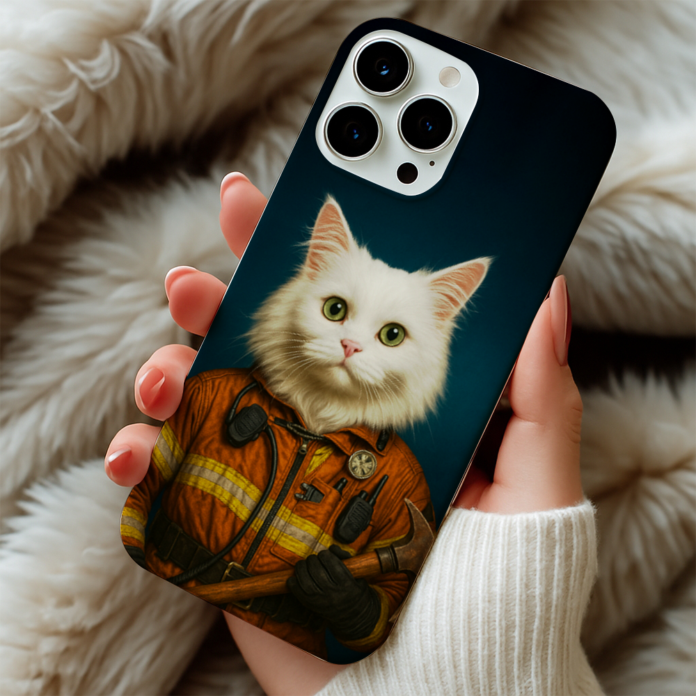 Custom Dog Photo Firefighter Phone Case _ Gift For Dog Lovers