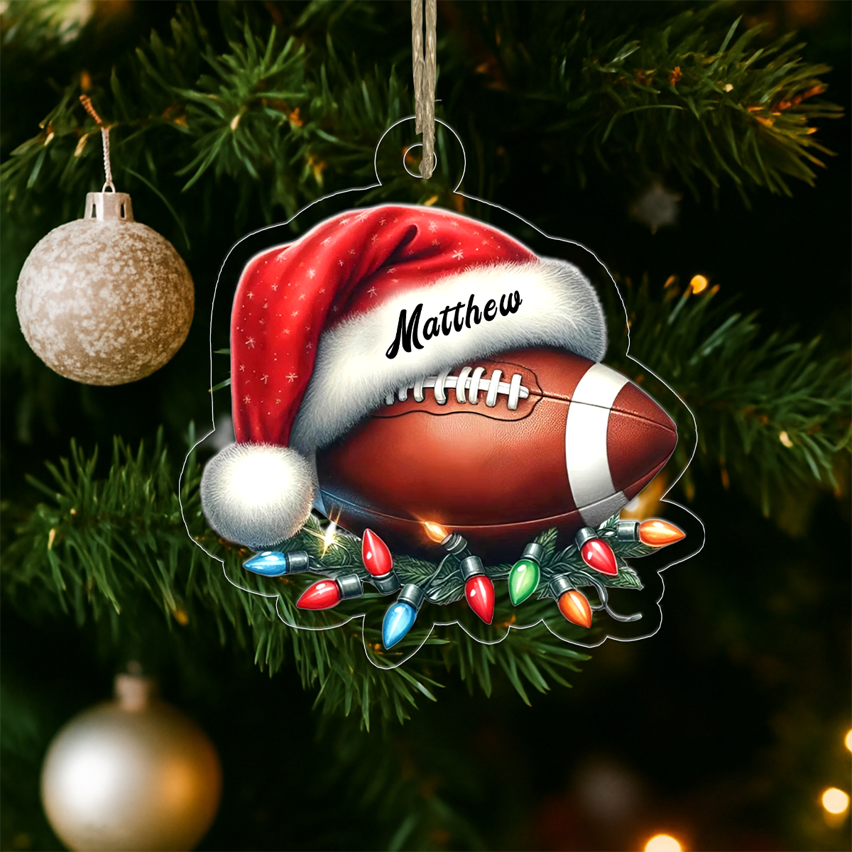 Custom Name Baseball Santa Acrylic Ornament Christmas Gift