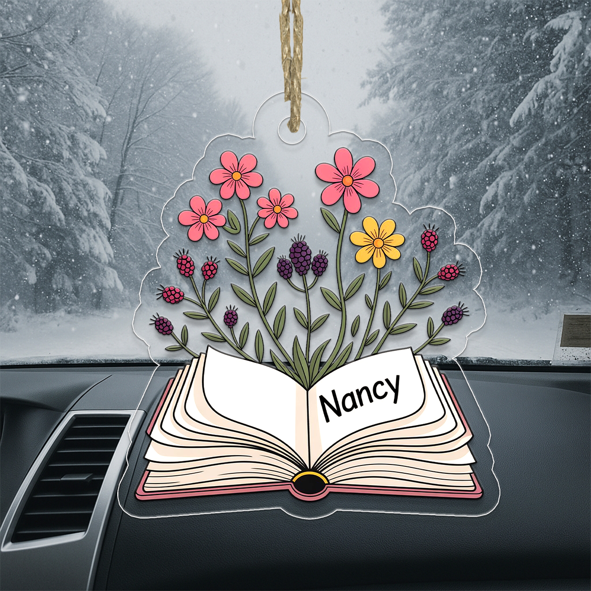 Personalized Flowers Growing From Book Ornament, Custom Book Lover Christmas Ornament, Teacher Gift, Literary Ornament, Holiday Keepsake