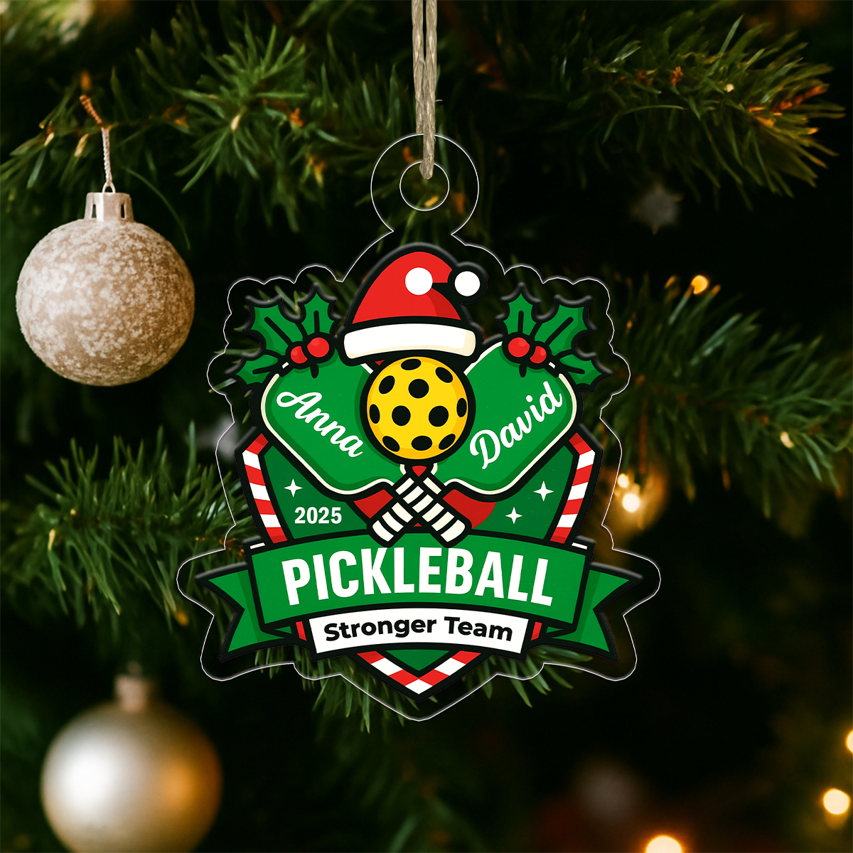 Custom Name Pickleball Friendship Player Acrylic Ornament Christmas Gift