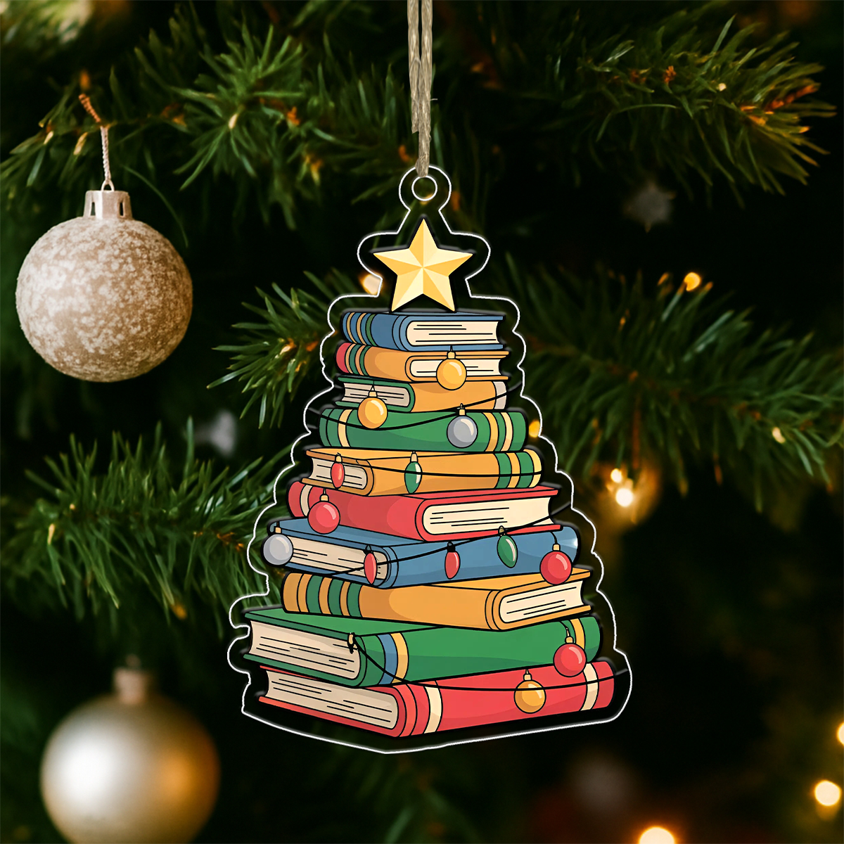 Christmas Book Tree Ornament 2 Acrylic Ornament Christmas Gift