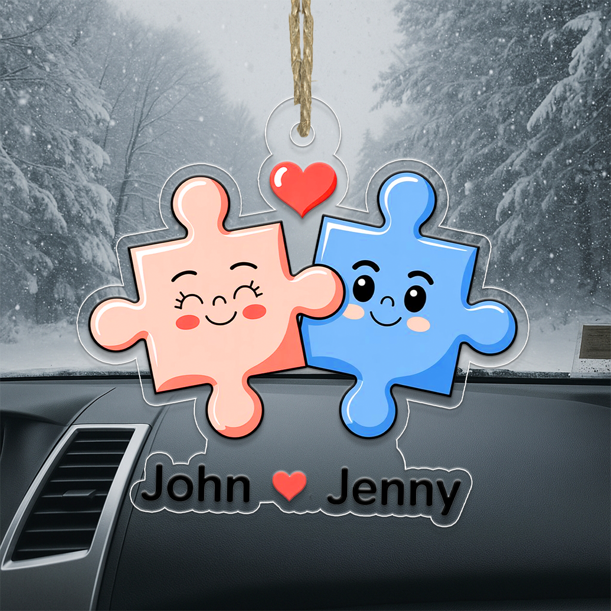 Personalized You Complete Me Puzzle Christmas Ornament, Custom Couple Ornament, Romantic Love Gift, Engagement Wedding Anniversary Keepsake