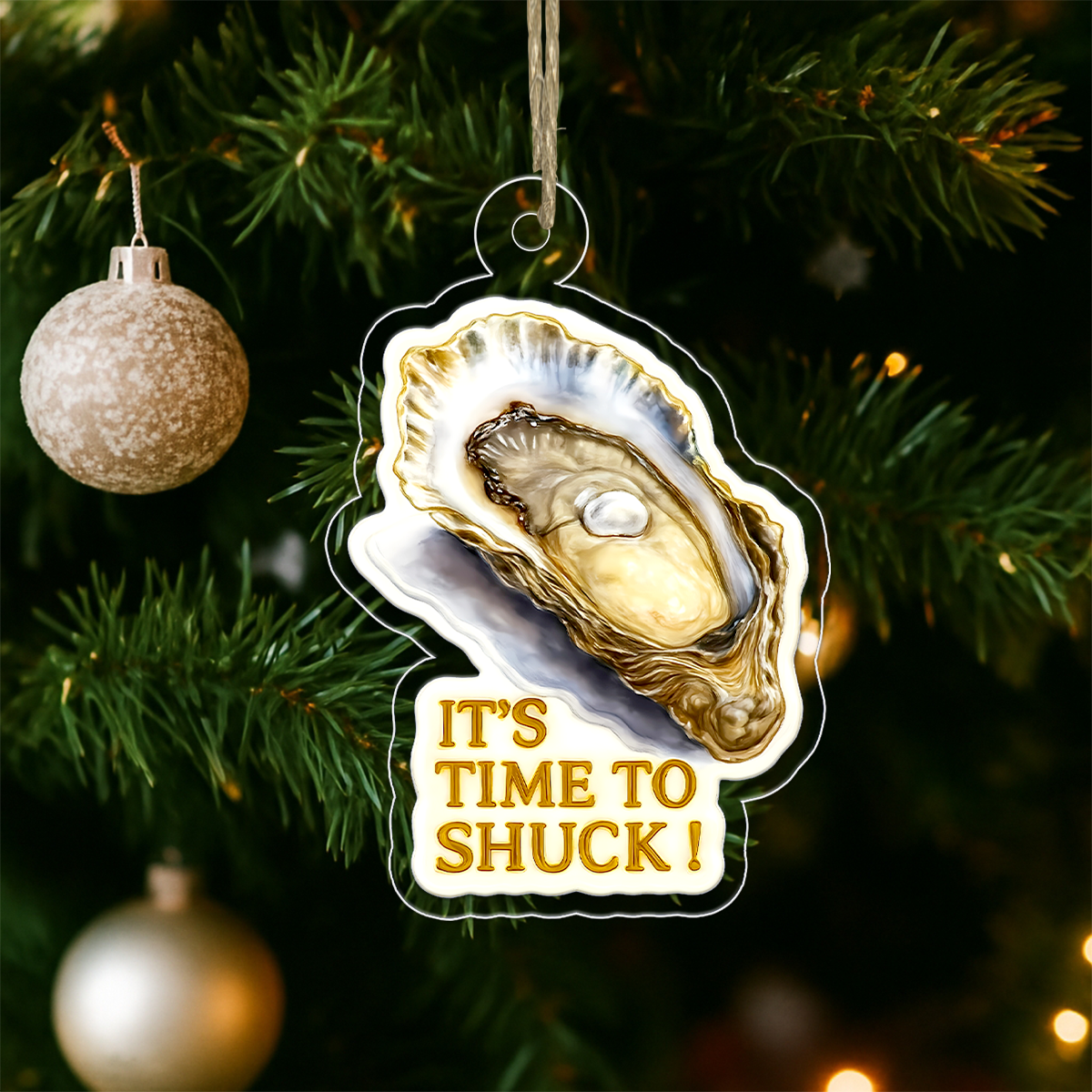 Funny Oyster Ornament, Gag Christmas Ornament, Seafood Lover Gift, Unique Holiday Decoration, Fun Keepsake for Foodies