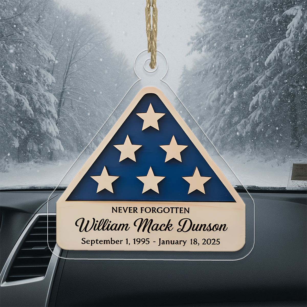 Personalized Veteran Memorial Ornament with American Flag – Custom Military Remembrance Keepsake, Honoring Service Gift