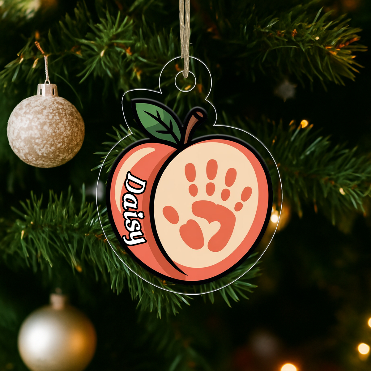 Personalized Hand On Peach Funny Ornament, Custom Gag Gift Christmas Ornament, Naughty Holiday Decoration, Adult Humor Keepsake