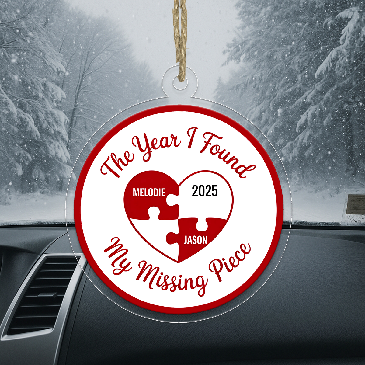 Personalized The Year I Found My Missing Piece Ornament, Custom Couple Christmas Ornament, Engagement Gift, Wedding Anniversary Keepsake