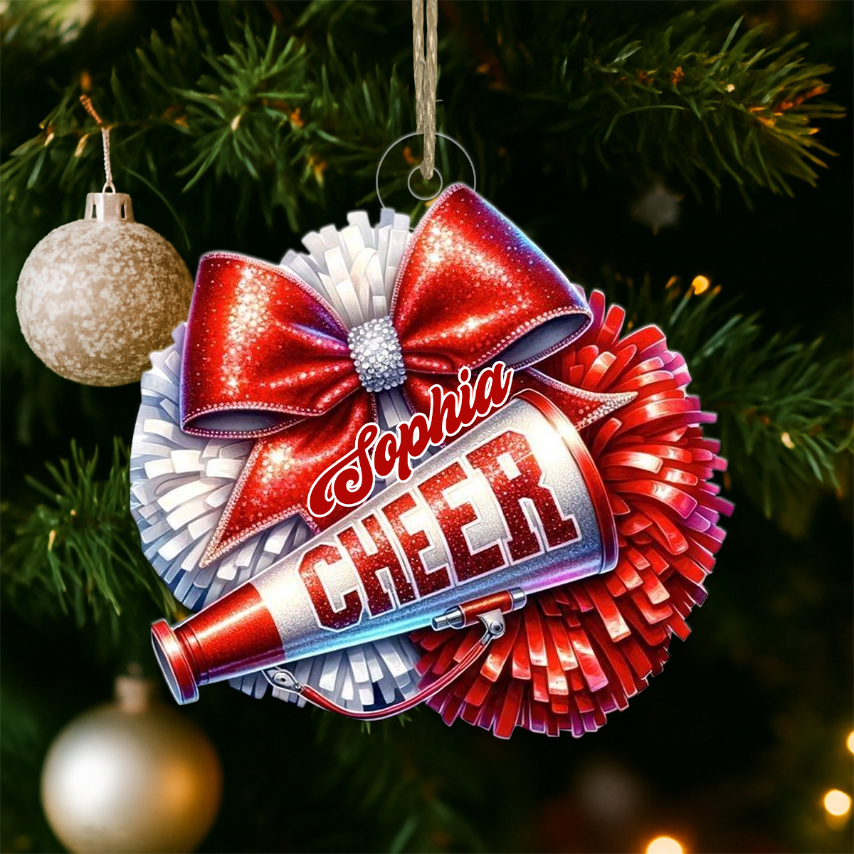 Custom Name Cheerleader Merry Xmas Acrylic Ornament Christmas Gift