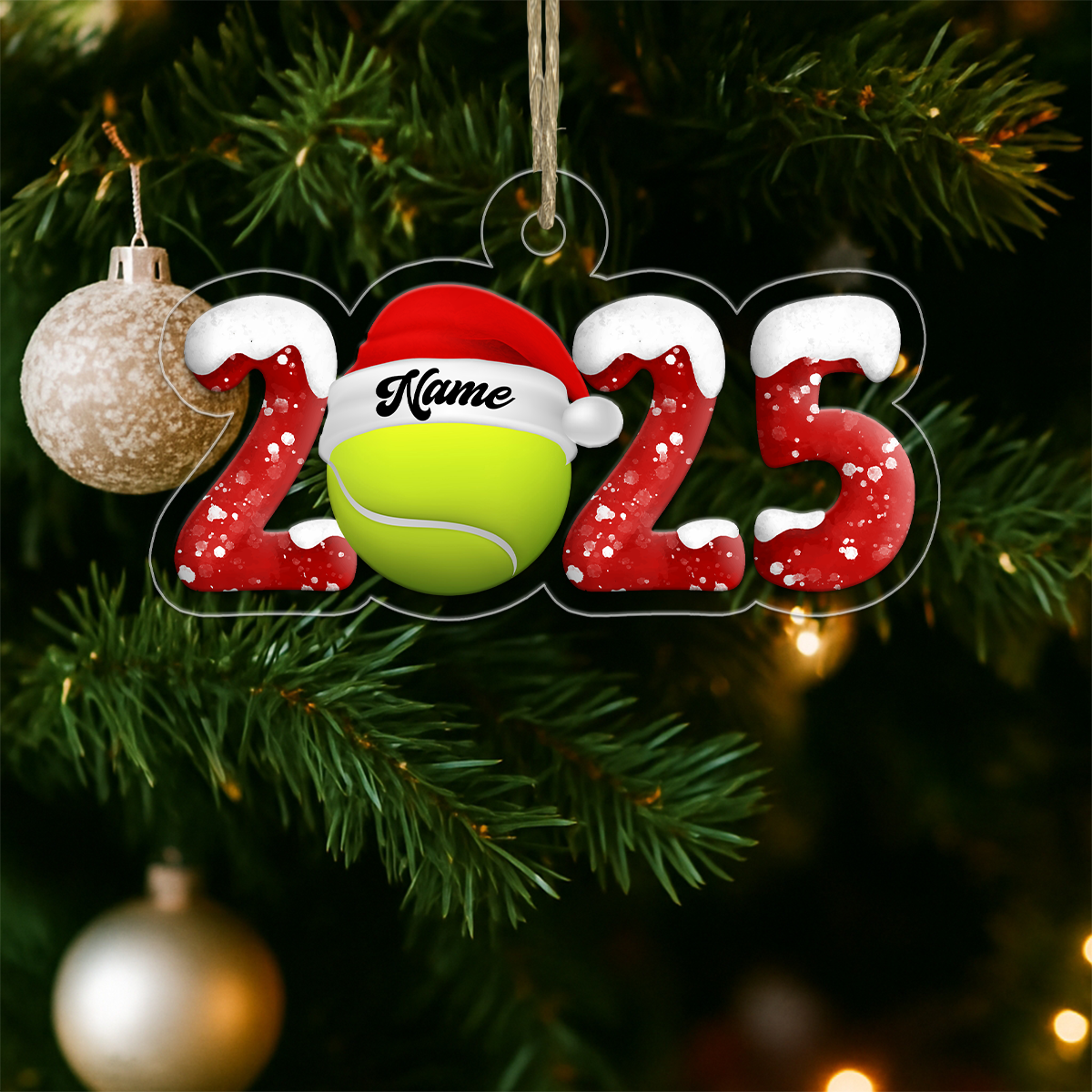 Custom Name Tennis 2025 Lover Acrylic Ornament Christmas Gift