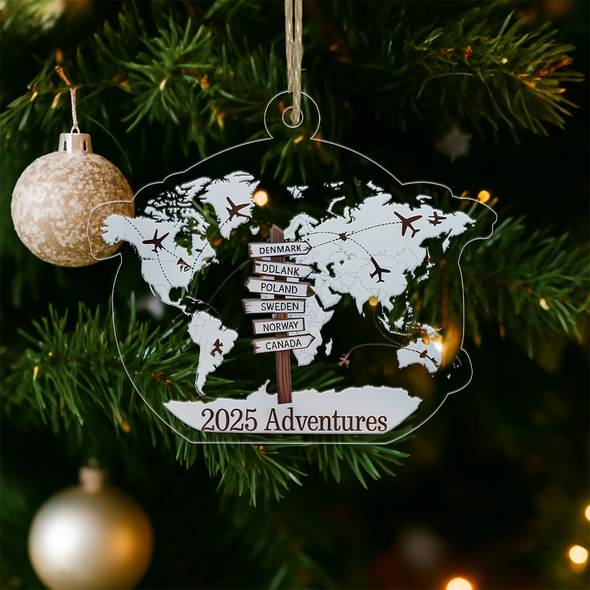 Personalized Travel Adventure Gift Acrylic Ornament Christmas Gift