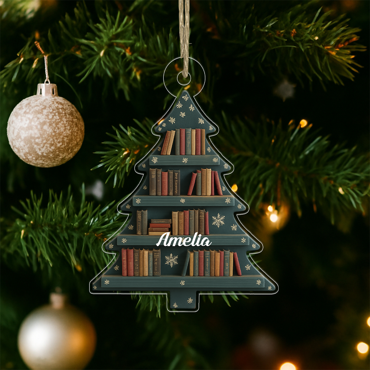 Custom Name Book Xmas For Reader Acrylic Ornament Christmas Gift