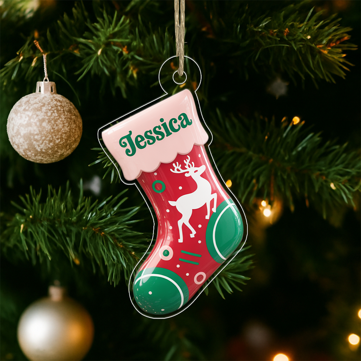 Custom Name Xmas Sock Acrylic Ornament Christmas Gift