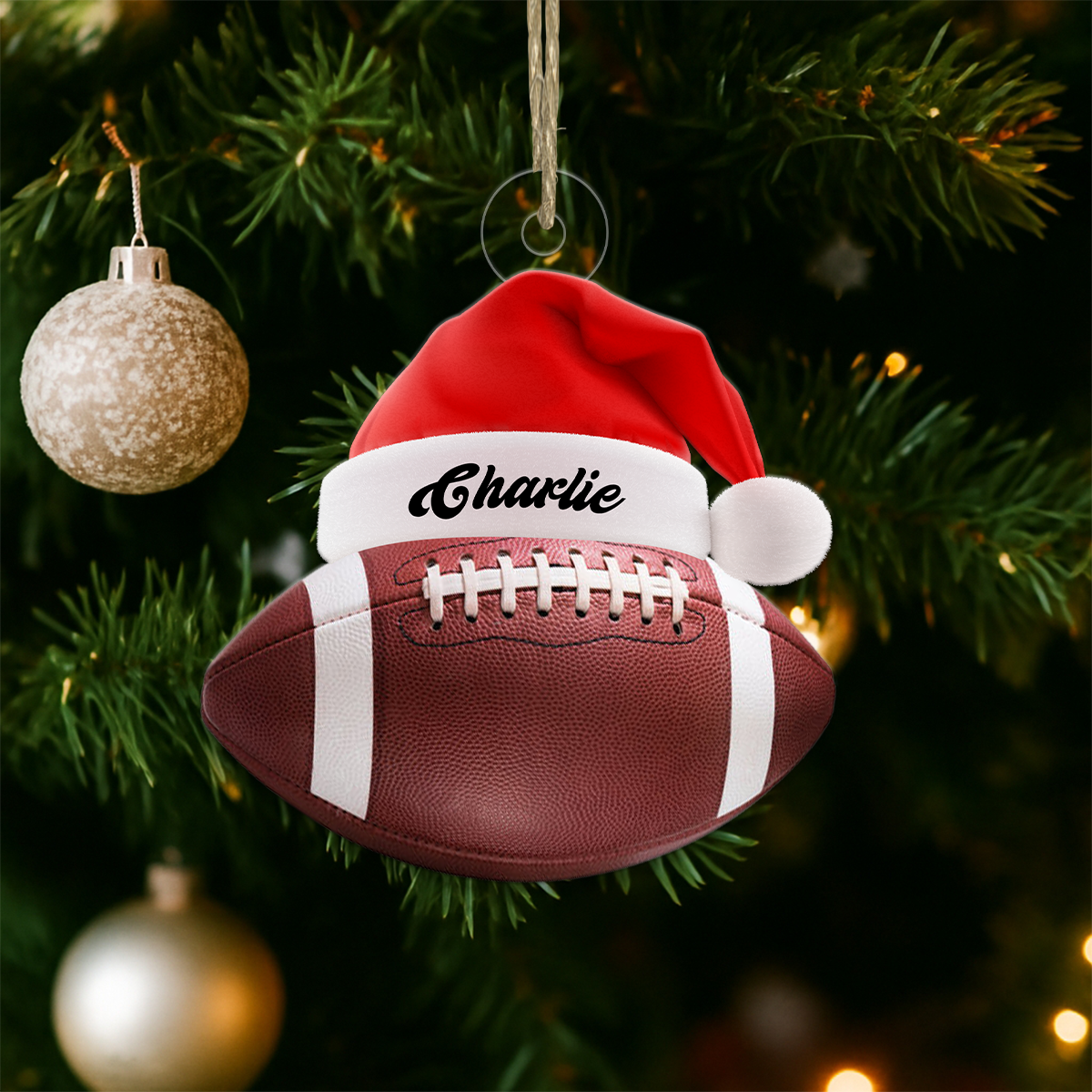 Personalized  Football Acrylic Ornament Christmas Gift