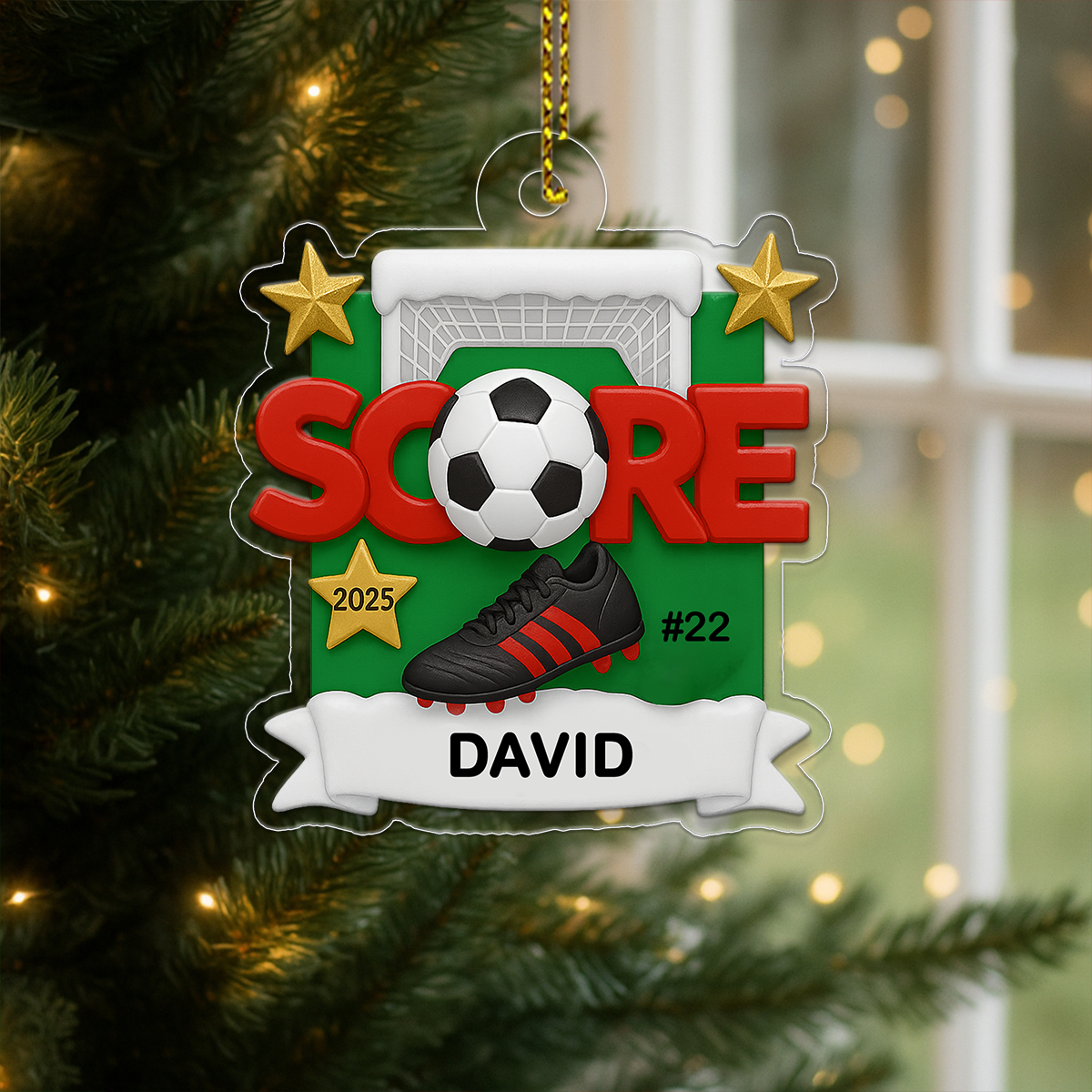 Custom Name Soccer Player 2025 Acrylic Ornament Christmas Gift