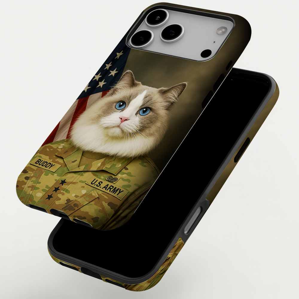 Custom Dog Photo Us Army Phone Case _ Gift For Dog Lovers