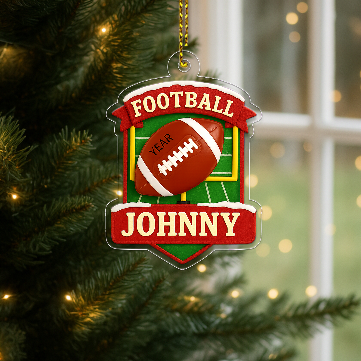 Custom Name Football 2025 Acrylic Ornament Christmas Gift