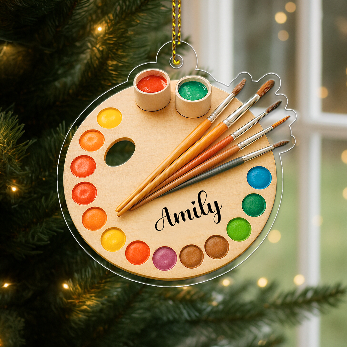 Custom Name Painting Palette Christmas Acrylic Ornament Christmas Gift