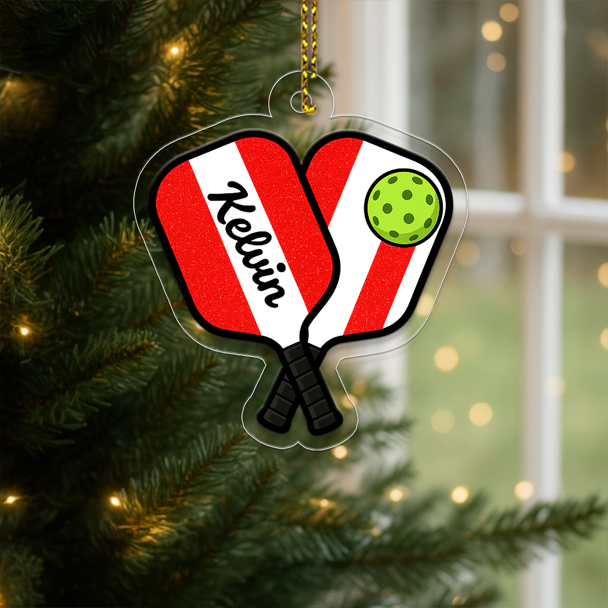 Custom Name Xmas Pickleball Acrylic Ornament Christmas Gift