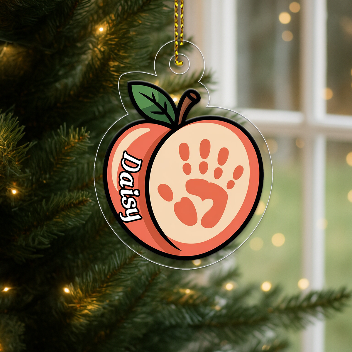 Personalized Hand On Peach Funny Ornament, Custom Gag Gift Christmas Ornament, Naughty Holiday Decoration, Adult Humor Keepsake