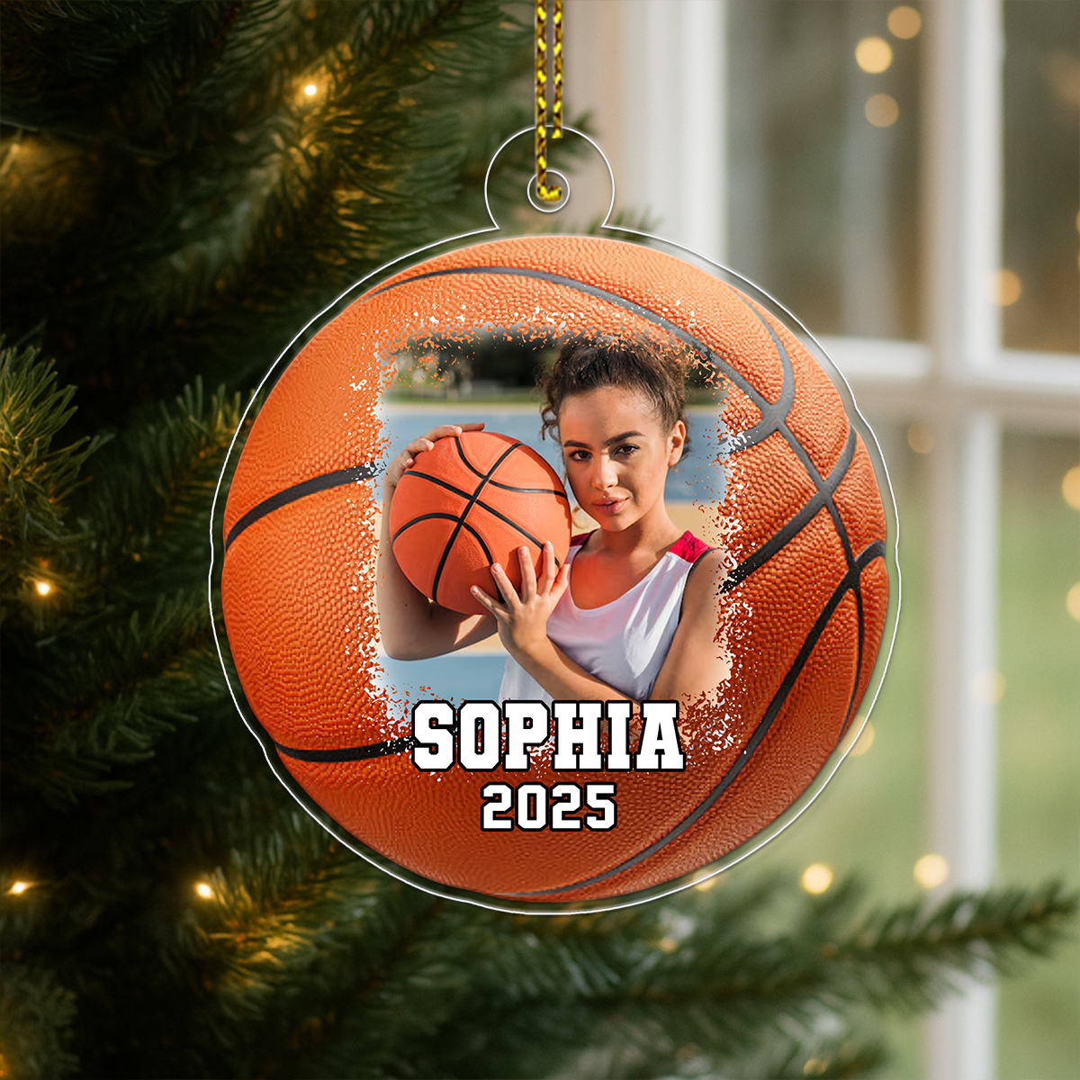 Custom Photo Basketball Player With Name And Number Acrylic Ornament Christmas Gift
