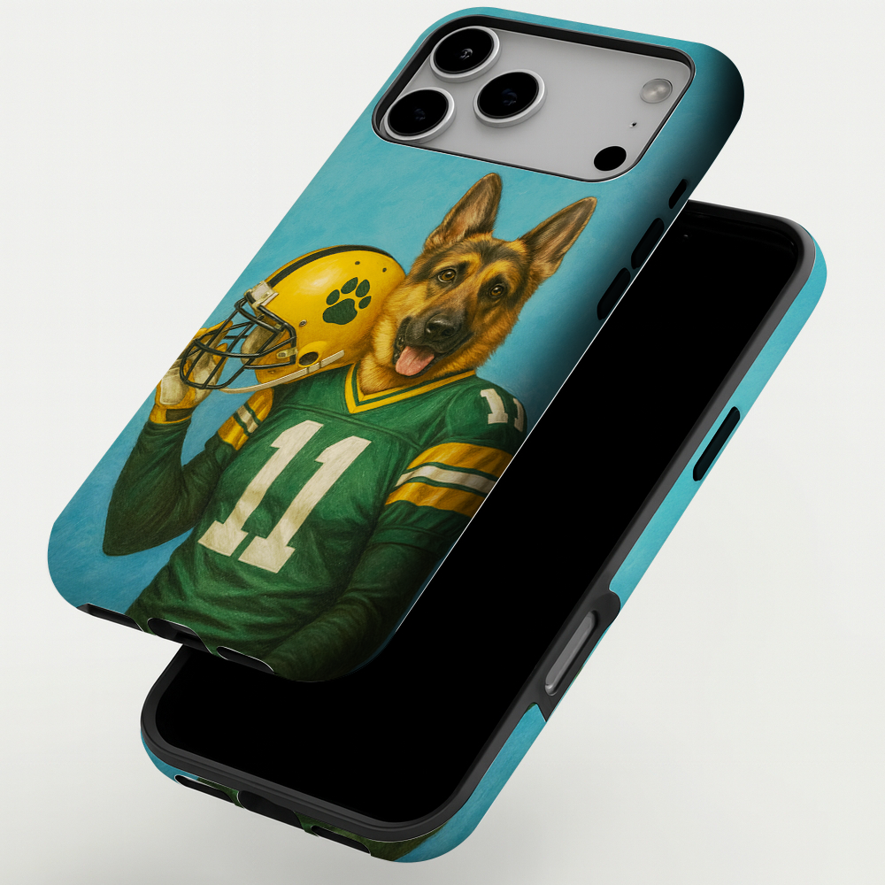 Custom Dog Photo Football Player Phone Case