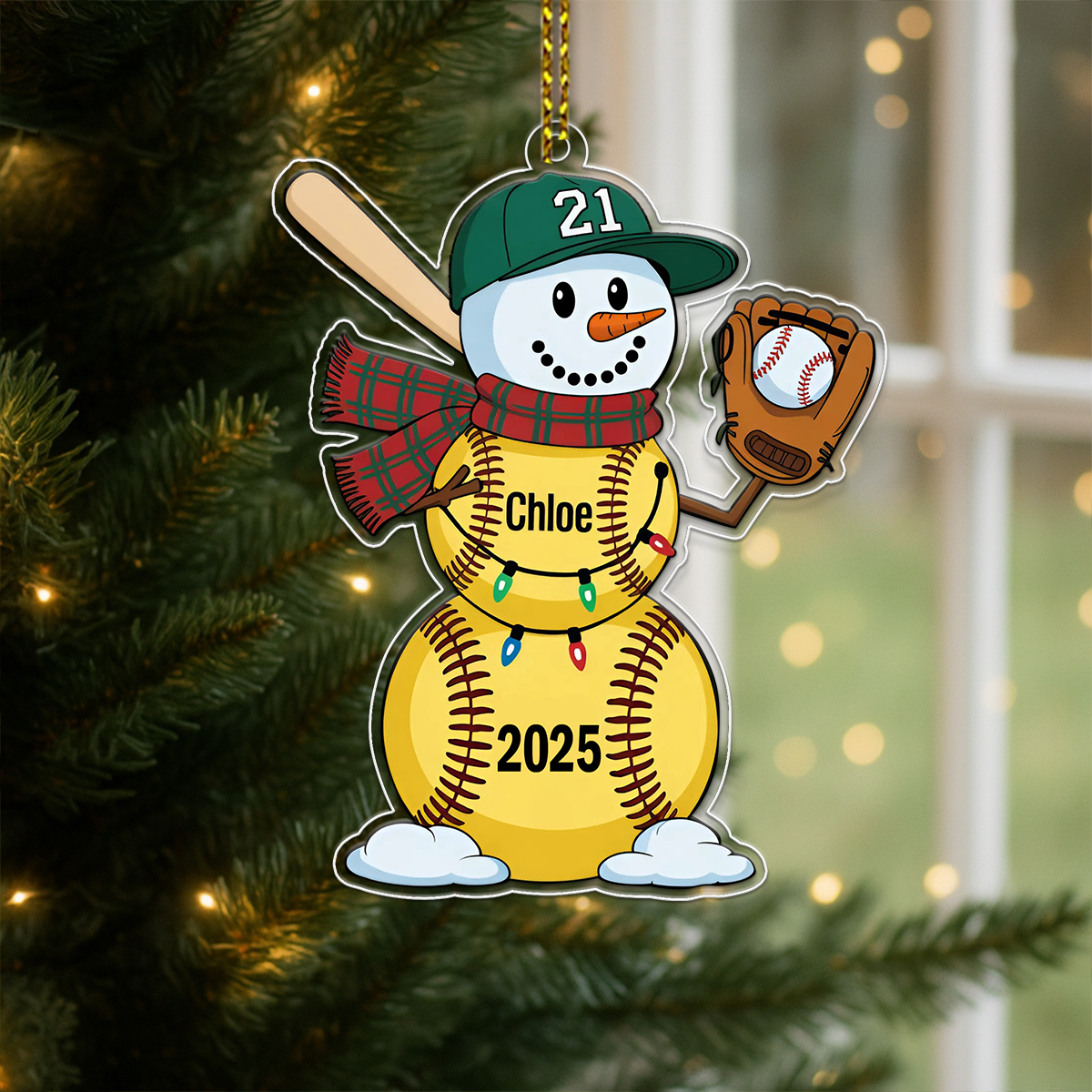 Personalized Softball Ornament Custom Softball Acrylic Ornament Christmas Gift