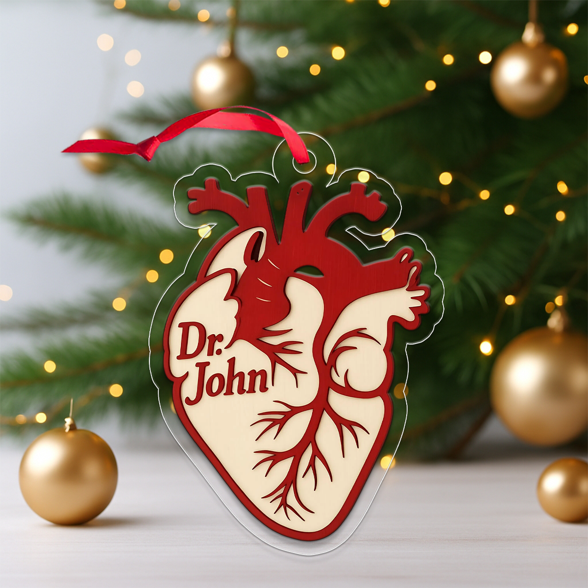 Personalized Anatomical Heart Christmas Ornament, Custom Medical Gift for Cardiologist, Nurse, Doctor, Biology Student, Holiday Tree Decor
