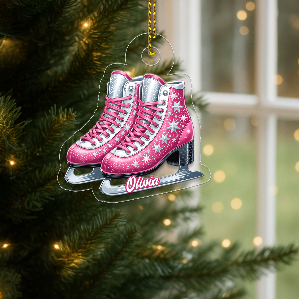 Custom Name Pink Ice Skating For Girl