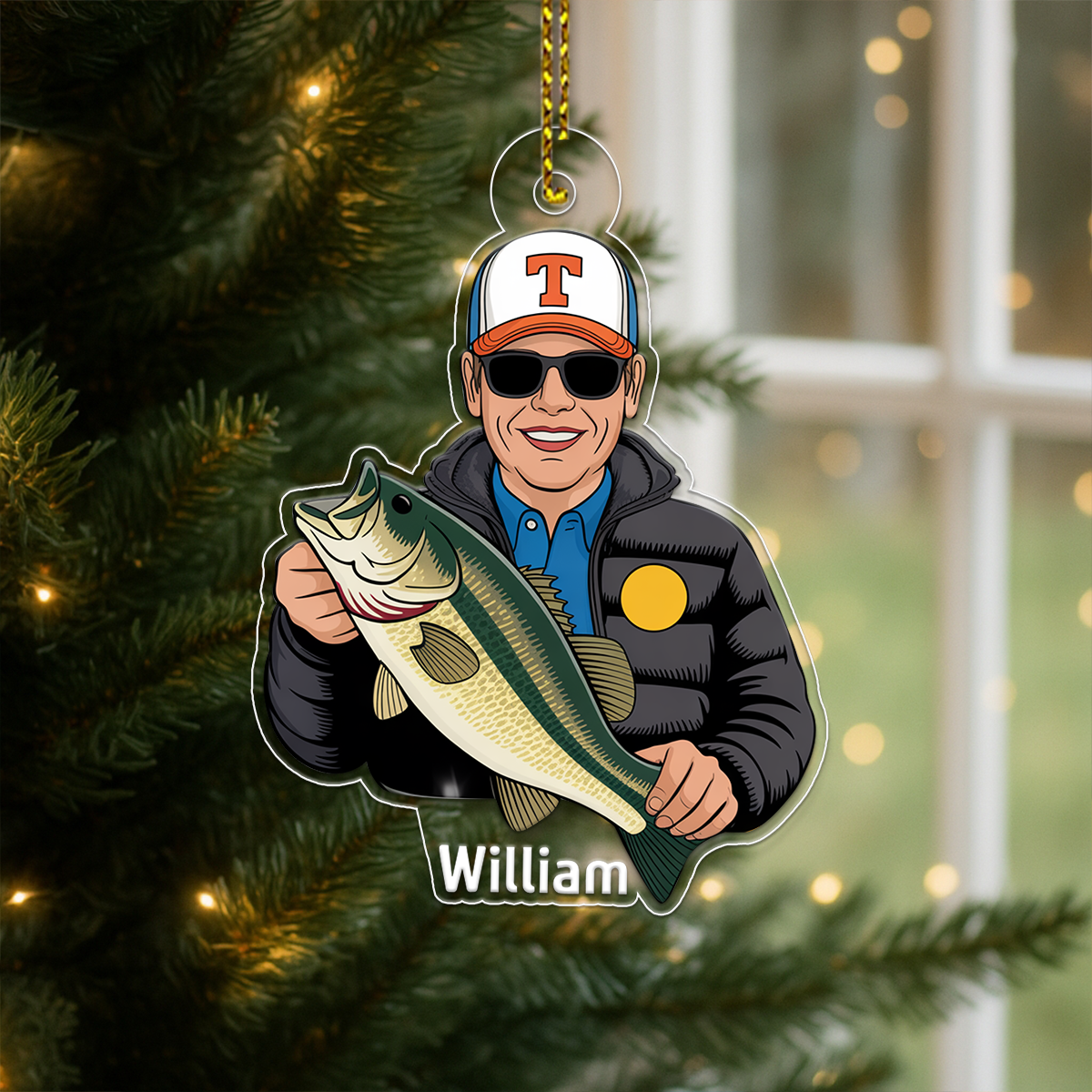 Custom Photo Fisherman Acrylic Ornament Christmas Gift
