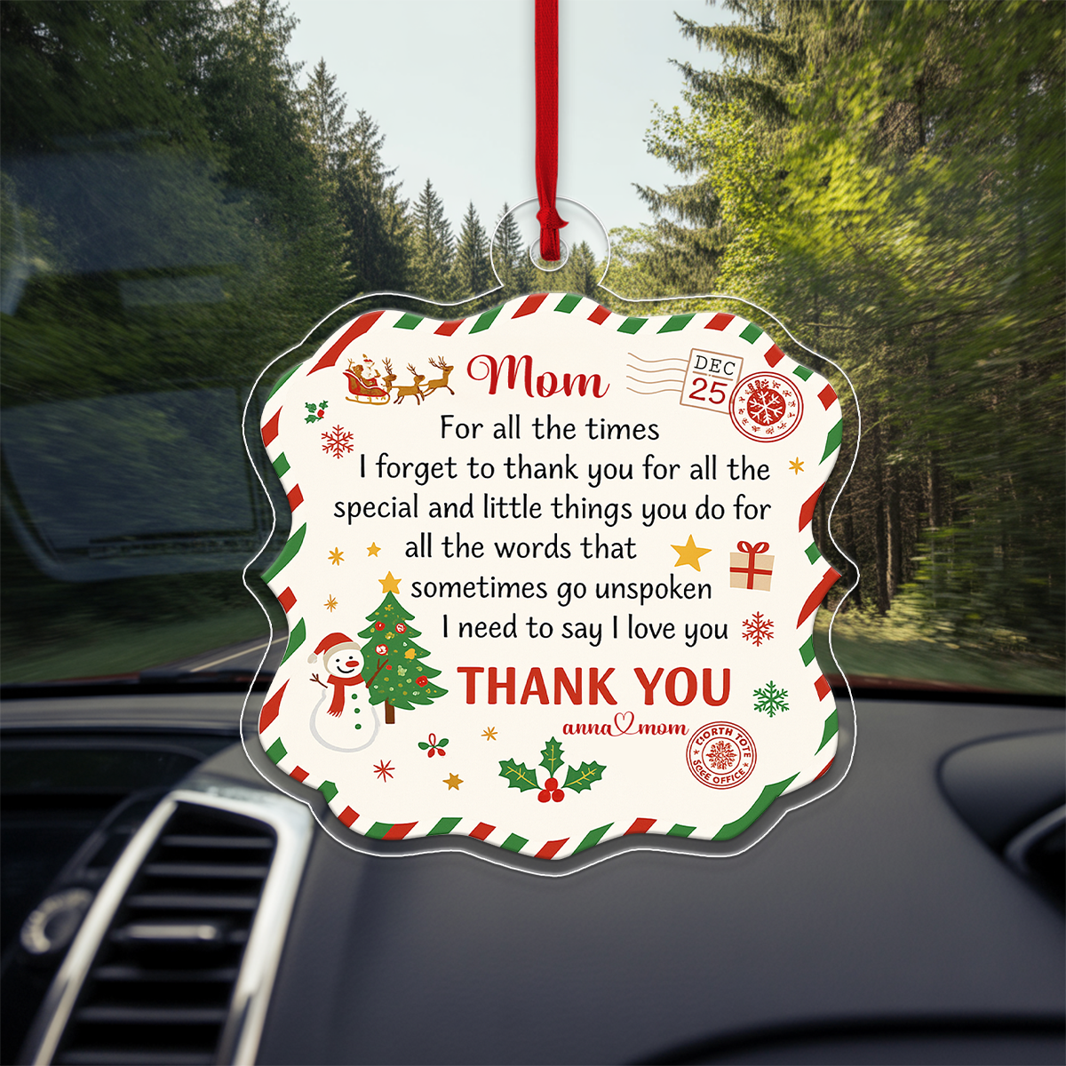 Custom Name Letter Dear Mom Xmas