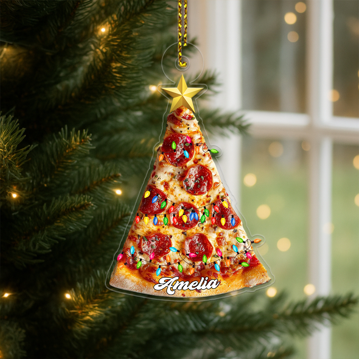 Custom Name Pizza Christmas Food Acrylic Ornament Christmas Gift