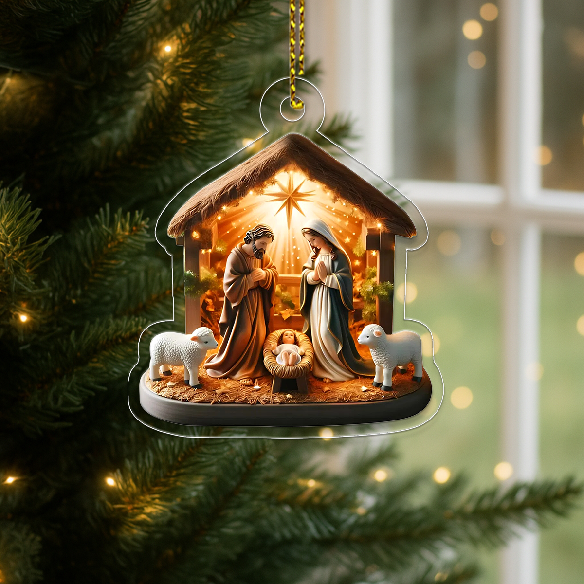 Custom Name Jesus Xmas Acrylic Ornament Christmas Gift