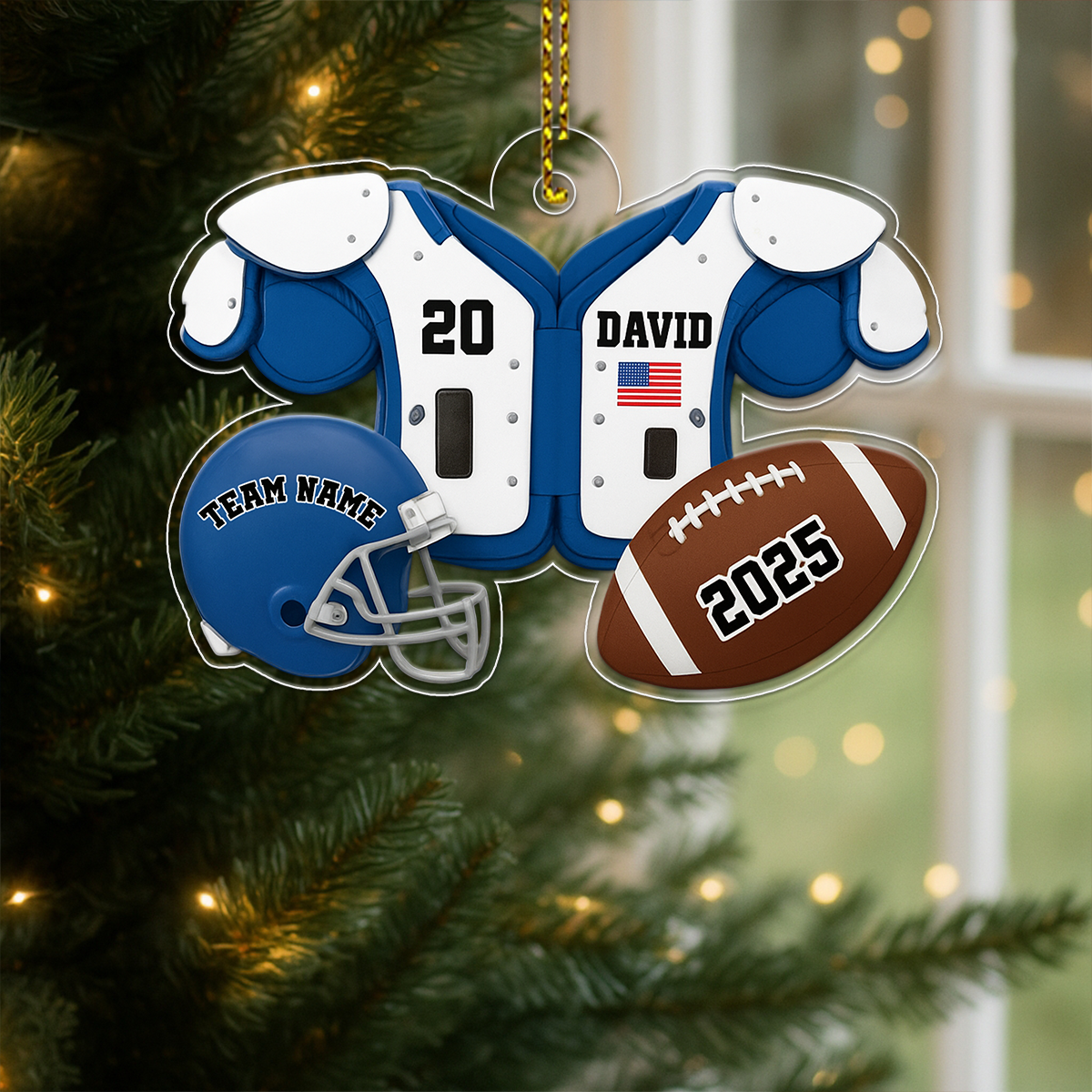 Custom Name Football Uniform 2025 Acrylic Ornament Christmas Gift