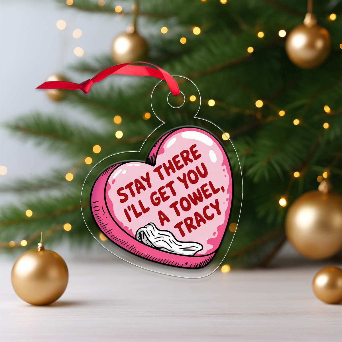 Personalized Stay There I'll Get You A Towel Ornament, Funny Couple Ornament, Custom Bathroom Humor Ornament, Naughty Christmas Gag Gift
