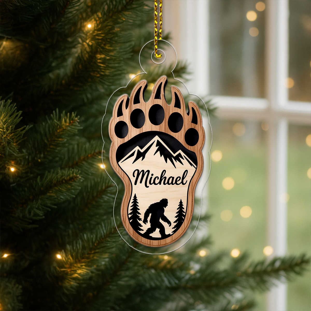 Personalized Bigfoot Ornament, Custom Sasquatch Christmas Ornament, Cryptid Lover Gift, Outdoor Adventure Ornament, Unique Holiday Keepsake