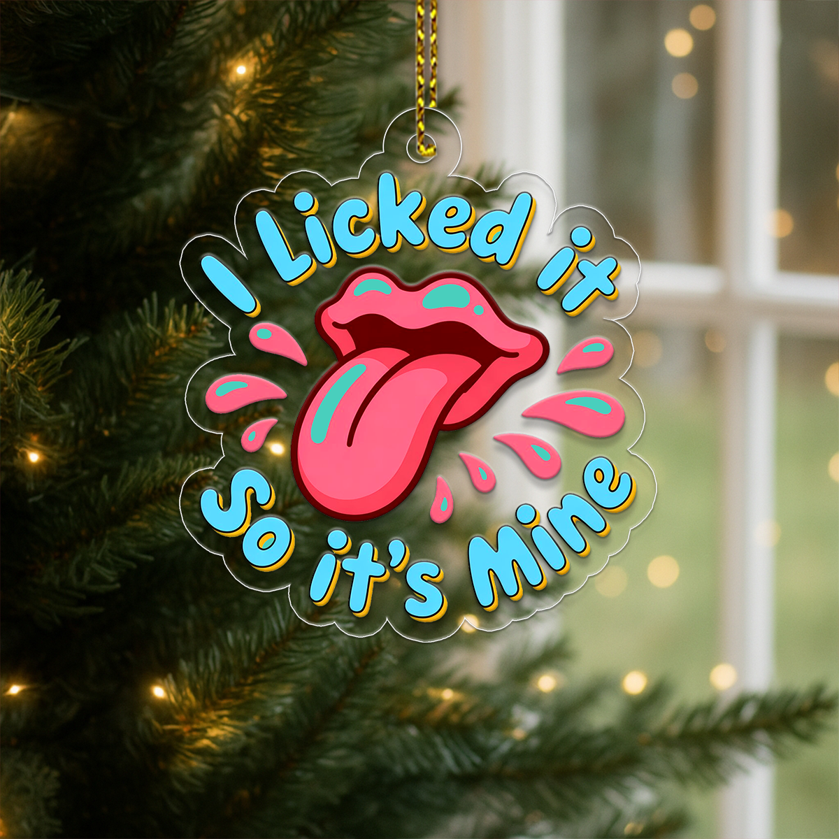 I Licked It So It's Mine Ornament, Funny Holiday Gift for Couple, Christmas Decoration, Naughty Humor Keepsake