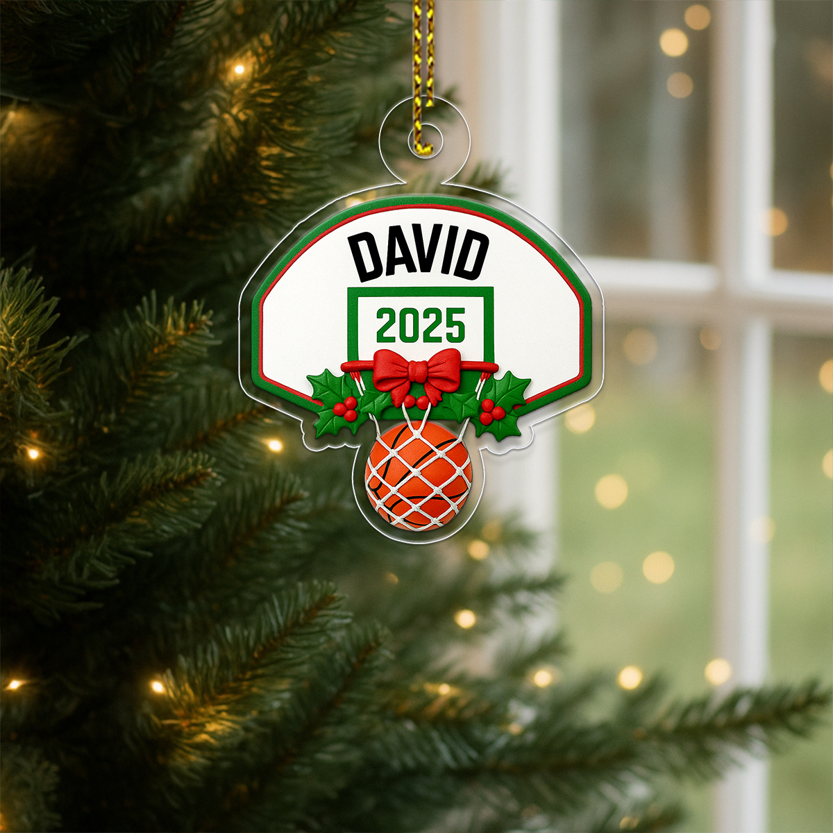 Custom Name Basketball Xmas 2025 Acrylic Ornament Christmas Gift