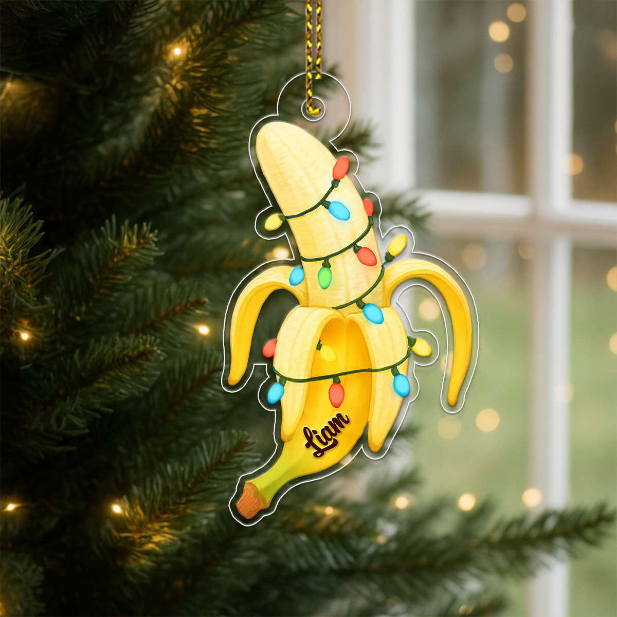Custom Name Banana Xmas Acrylic Ornament Christmas Gift