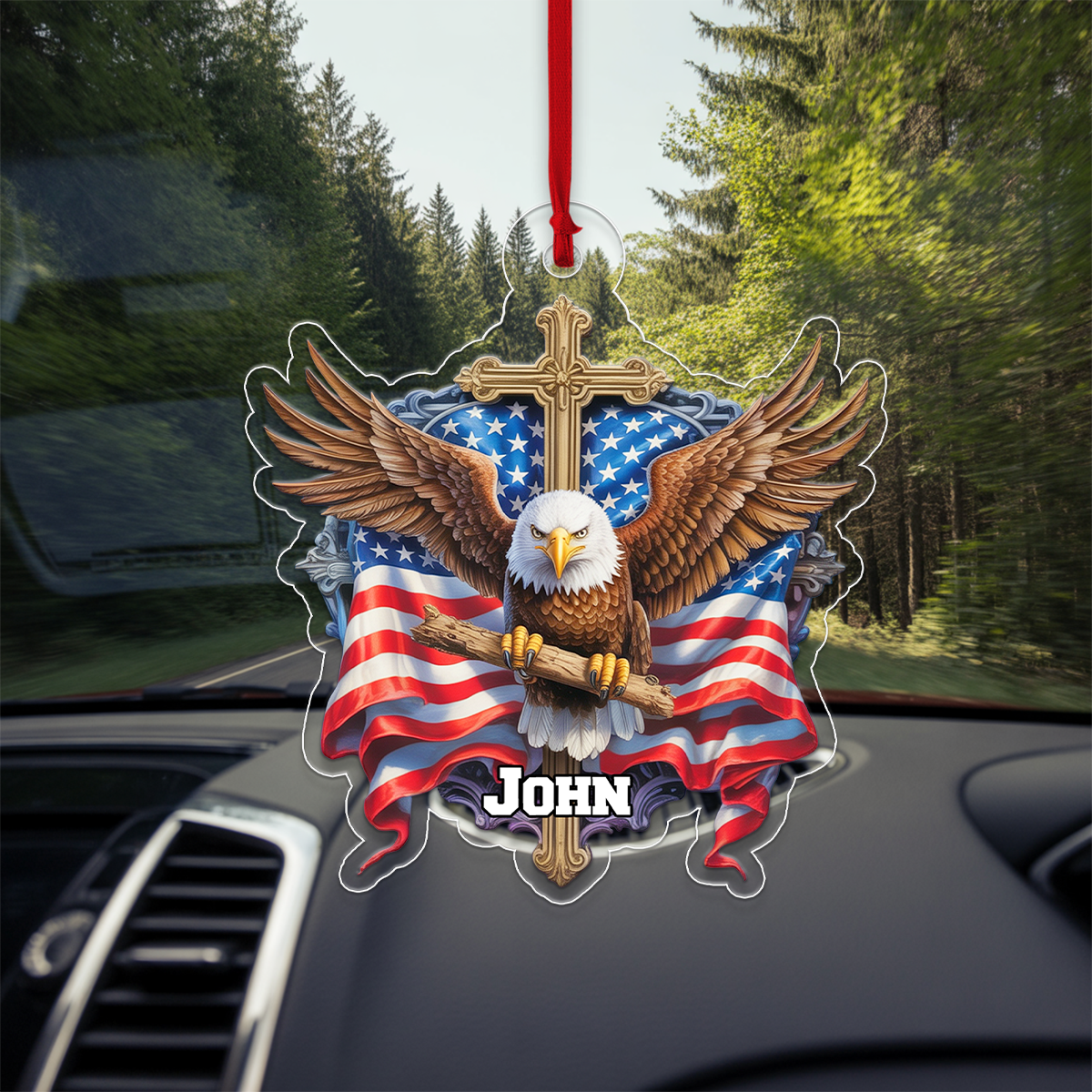 Custom Name Eagle Cross