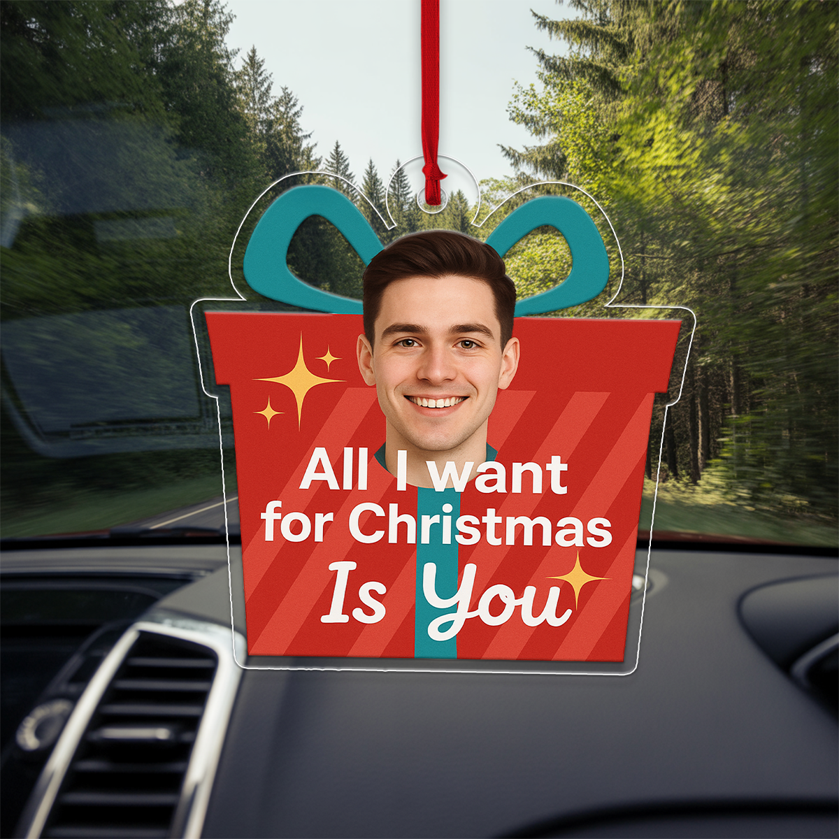 Custom Photo All I Want For Christmas Is You Gift Box Ornament, Funny Ornament, Holiday Keepsake Gift, Unique Christmas Decoration