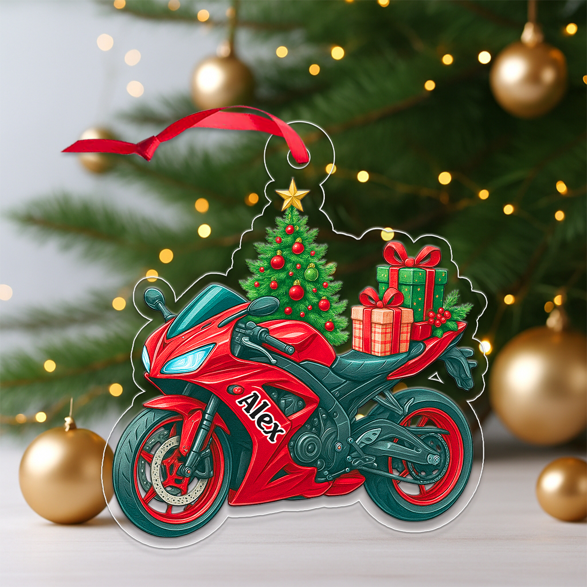 Custom Name Motorbike Xmas Tree