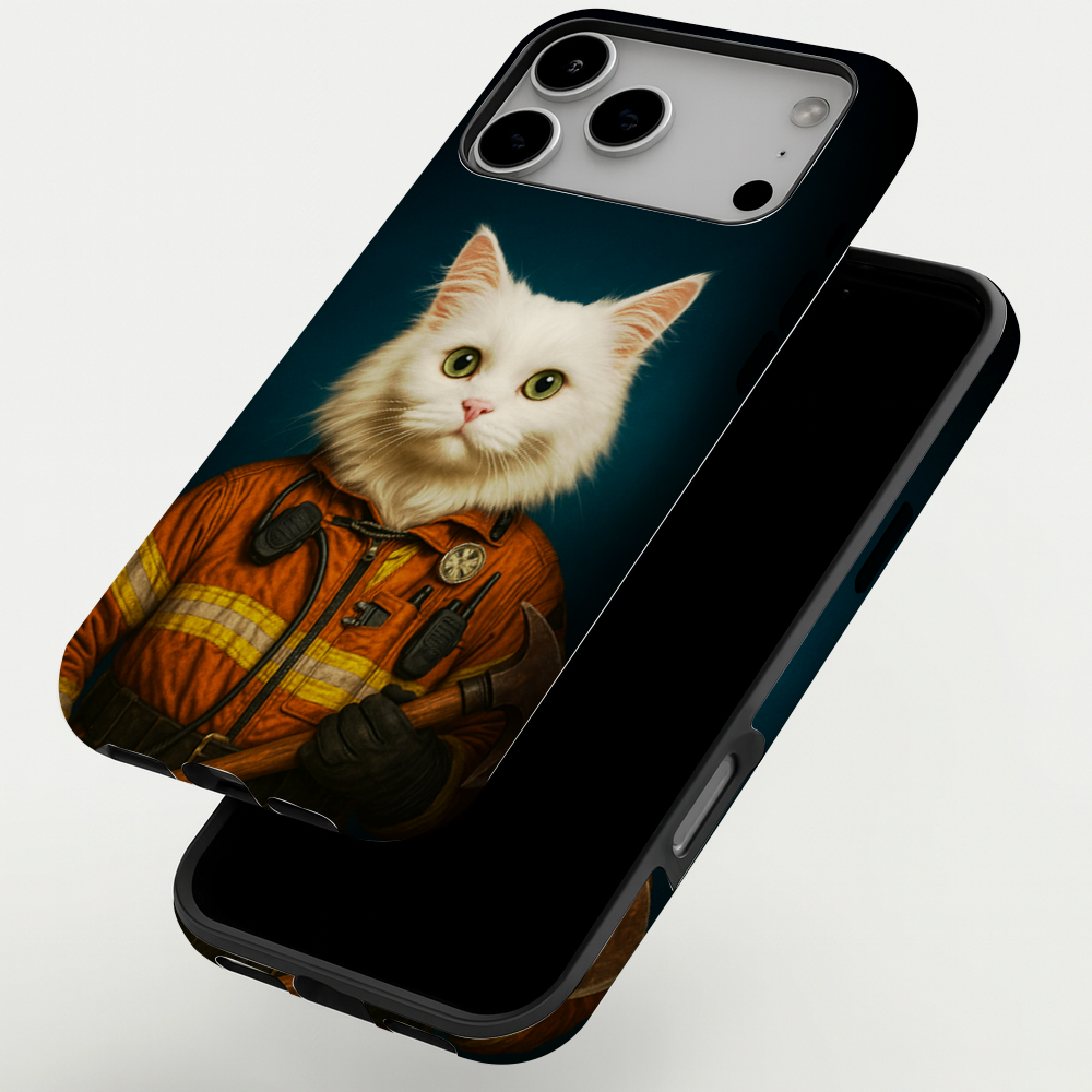 Custom Dog Photo Firefighter Phone Case _ Gift For Dog Lovers