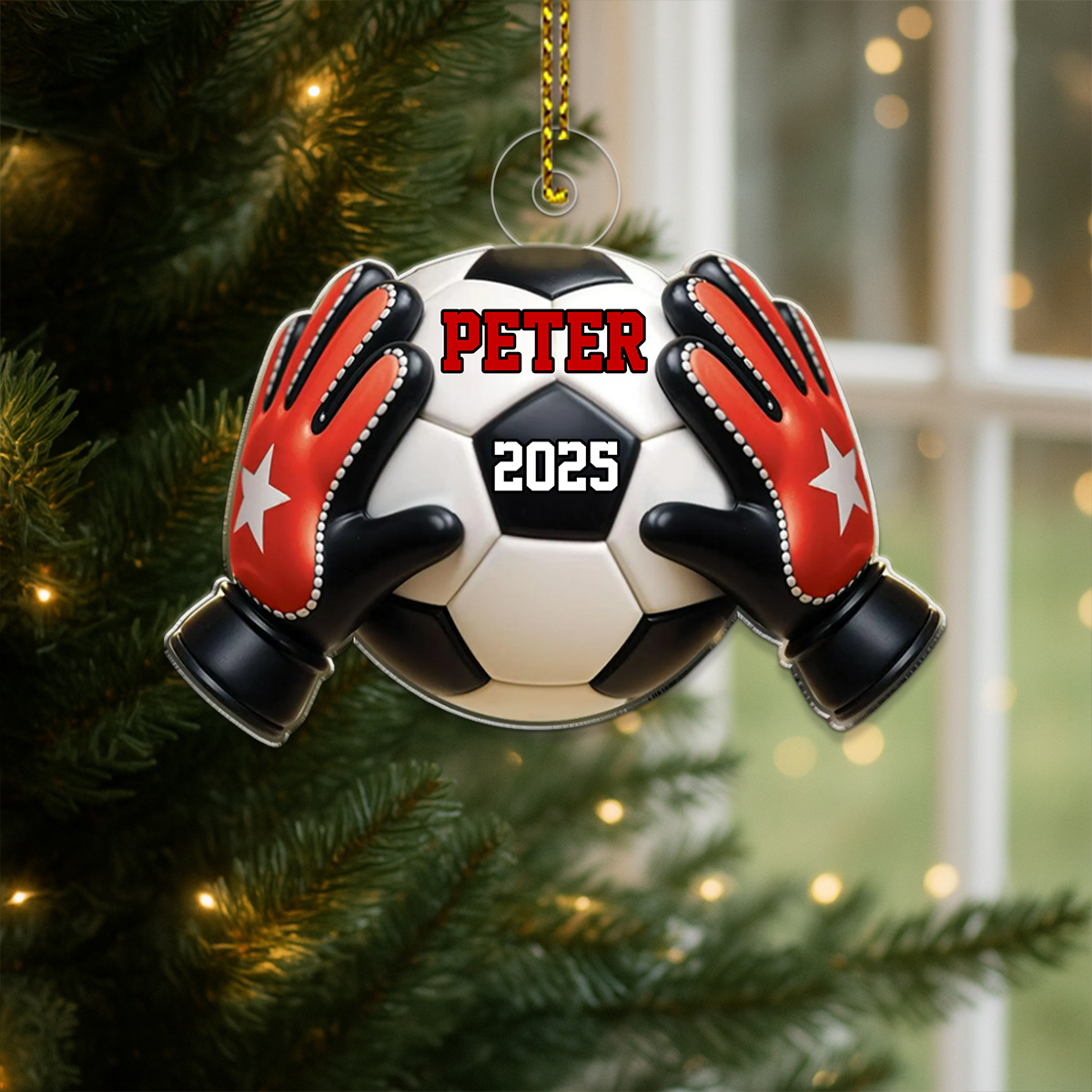Custom Name Goalkeeper Soccer Acrylic Ornament Christmas Gift