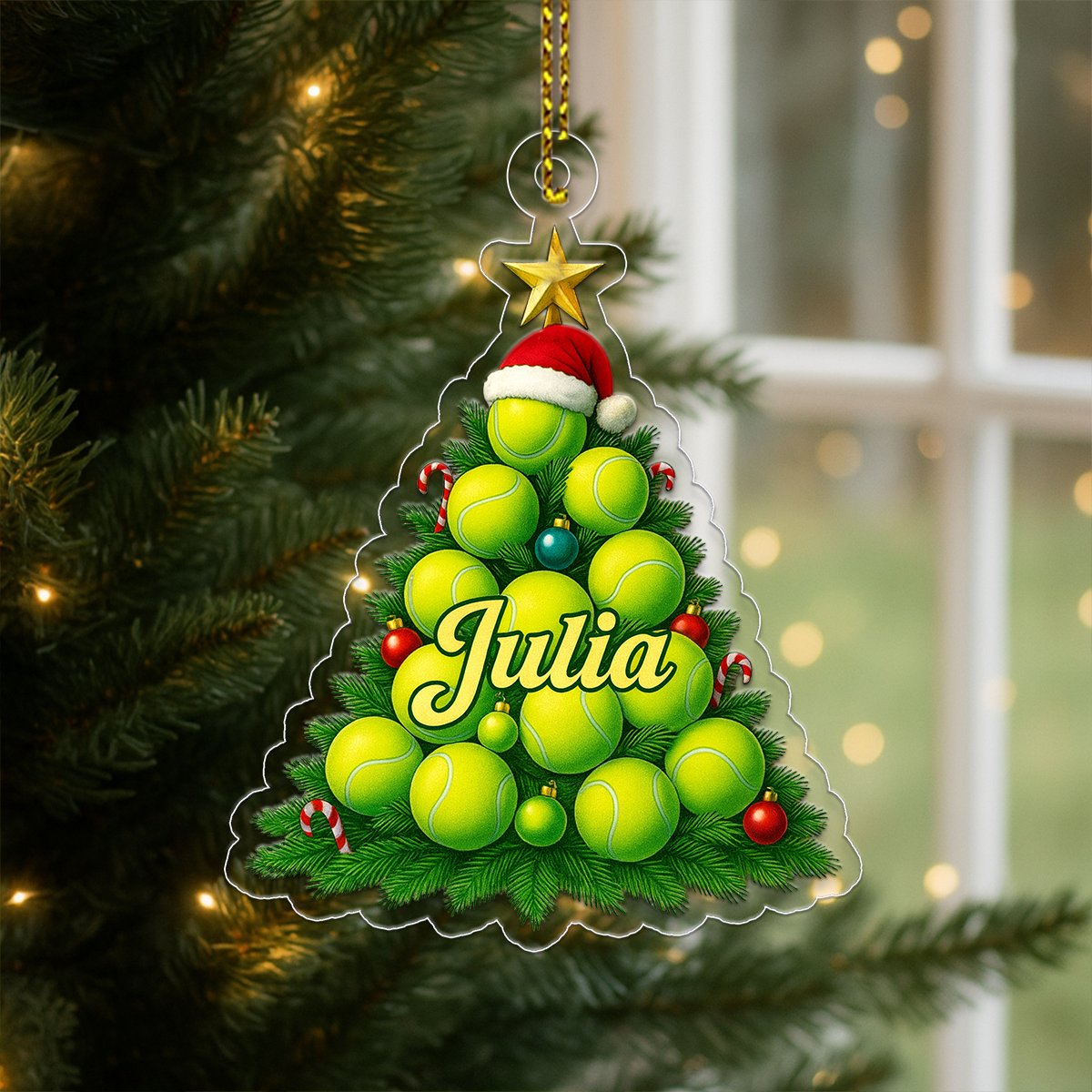 Custom Name Tennis Xmas Tree Acrylic Ornament Christmas Gift