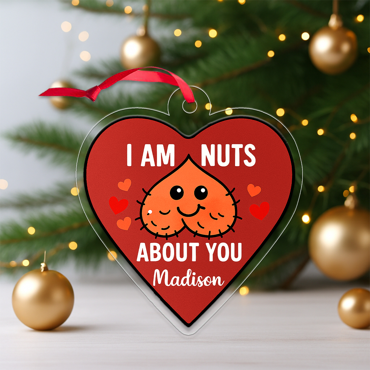 Personalized I Am Nuts About You Ornament, Custom Couple Ornament, Funny Love Gift, Adult Ornament, Peanut Love Gift