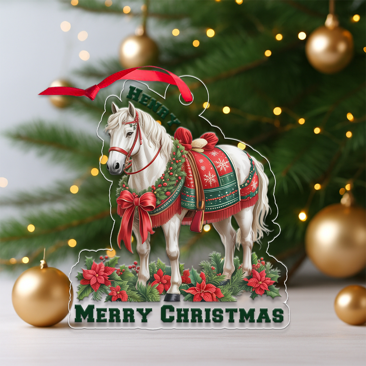 Custom Name White Horse For Farmer, Cowboy