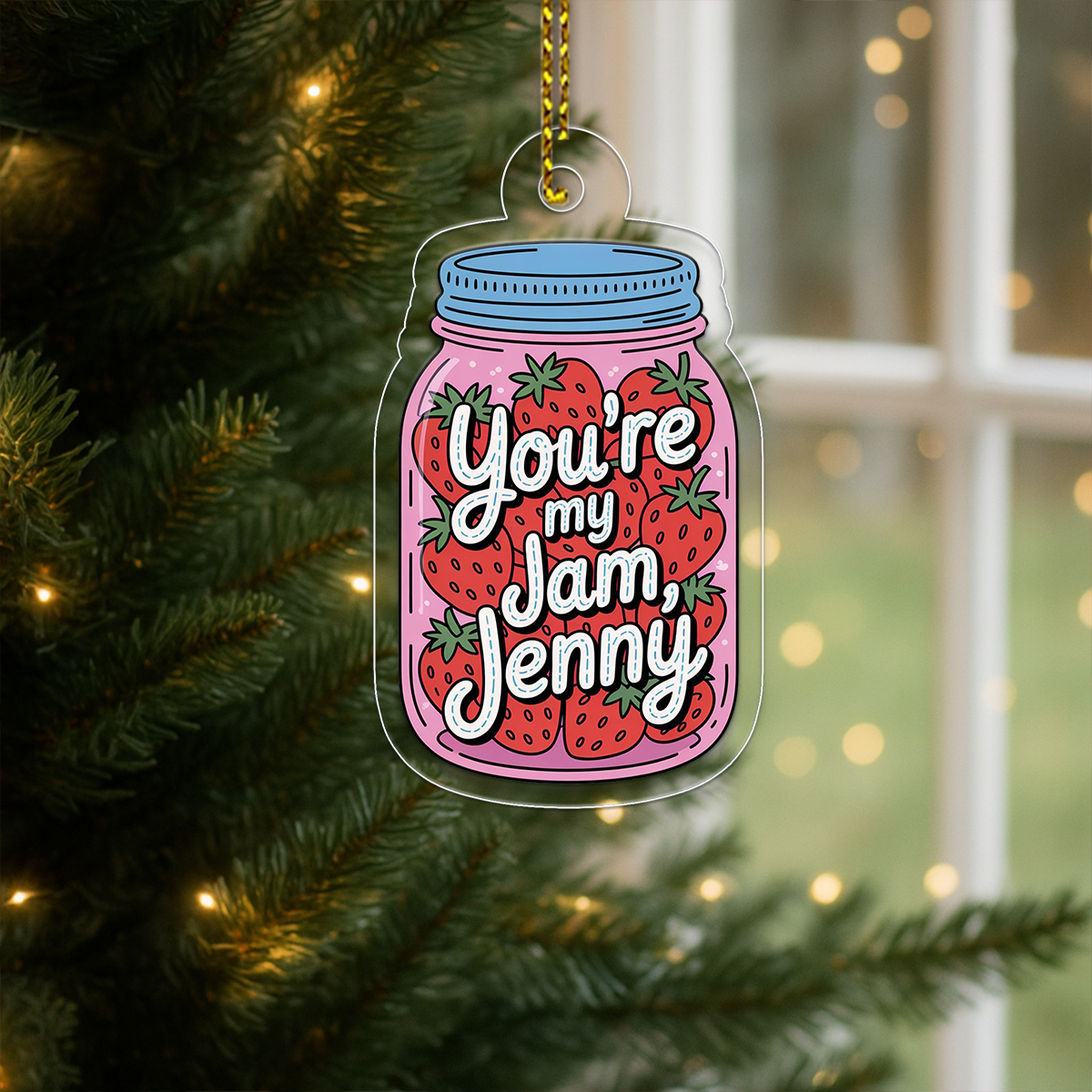 You're My Jam Strawberries Ornament, Personalized Custom Christmas Ornament, Romantic Gift for Couple, Sweet Holiday Keepsake