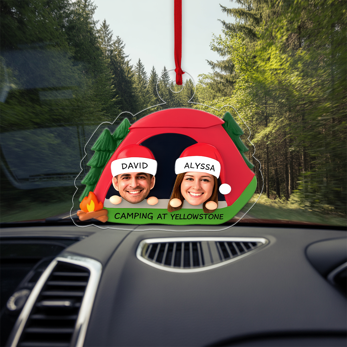 Personalized Couple Camping Christmas Ornament, Custom Outdoor Ornament, Camper Gift, Hiking Adventure Ornament, Romantic Holiday Keepsake